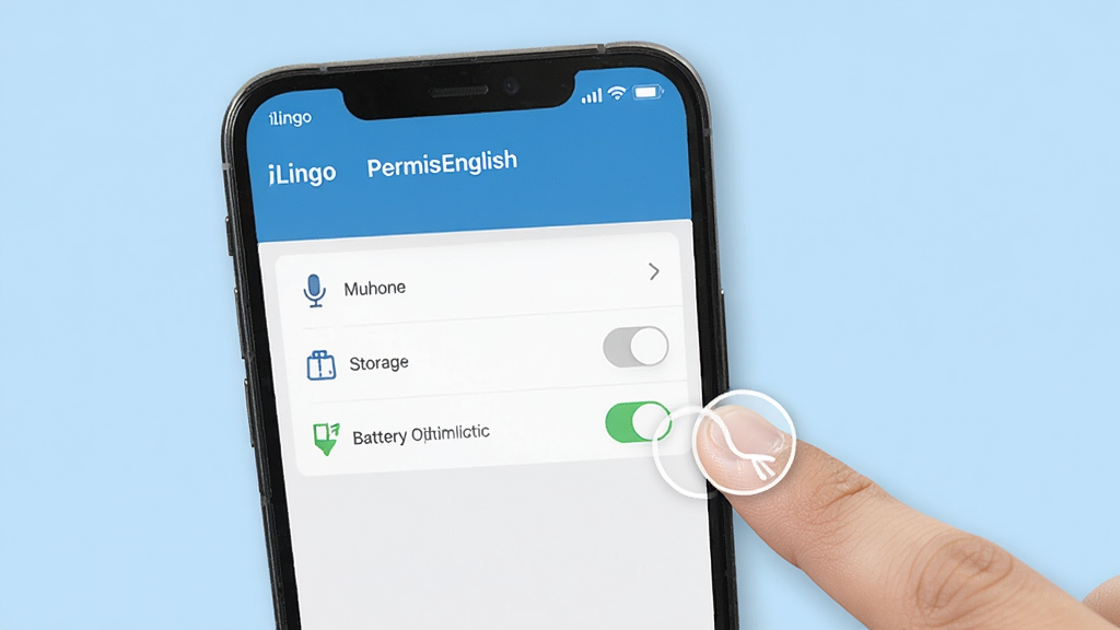 һ��չʾiLingo English�ֻ������ý����ͼƬ���������ֻ���Ļ��ʾȨ�޹���ҳ�棬����˷硢�洢������Ż���ѡ��أ��Ա�����ָ�����ʾ�⣬������ǳ��ɫ�������ˬ������������ϸ�ڸɾ������ʸ���