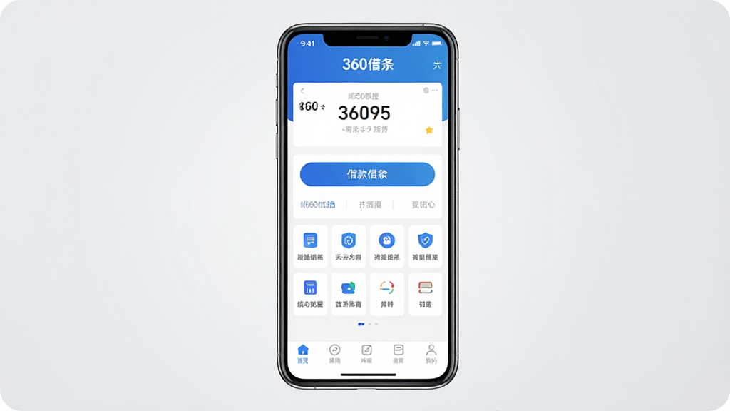 һ��չʾ360�����ֻ�App����ȫò��ͼƬ������������һ�������ֻ�����Ļ����ʾ360��������ҳ�������С�360�����������Ͷ����ʾ�����м��ǽ�ť�͹���ͼ�꣬�ײ��ǵ�����������������ɫ��Ϊ����������ִ��������Ǹɾ���ǳ��ɫ���䣬�����������޶���Ԫ��