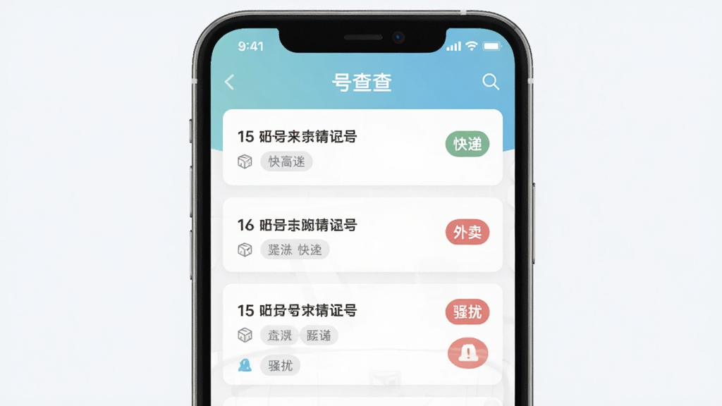 һ���ֻ������ͼ����ʾ���Ų�顱APP�ı�Ǽ�¼�б����б��а����������Ͷ�Ӧ���Զ����ǩ�硰��ݡ���������������ɧ�š��������Կ�Ƭʽ���У�ɫ����ͣ�����࣬���ʸɾ����޶���Ԫ��