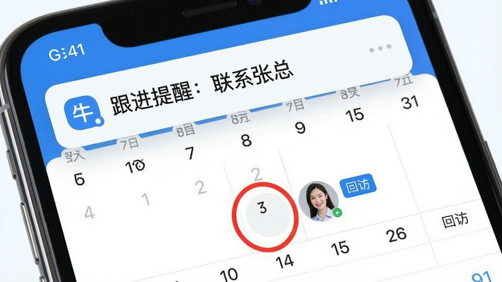 ţ�ۿ͸������ѹ���չʾͼ������Ϊ�ֻ���Ļ��д����Ļ�Ϸ�����ţ�ۿ�APP��֪ͨ���д�š��������ѣ���ϵ���ܡ����·����������棬�������и����ڱ���ɫԲȦ��ע���Ա��пͻ�ͷ��͡��طá���ǩ����������ˬ��������ɫ�����ʸɾ����޶���Ԫ��