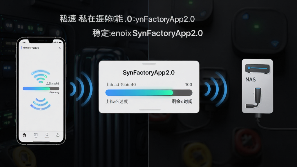 һ��չʾSynFactoryApp2.0�����������ȶ����书�ܵ�ͼƬ���������ֻ���˽�����豸֮��ͨ�������ź����ӣ�����������SynFactoryApp2.0�Ĵ�����������棬��ʾ�ϴ��ٶȺ�ʣ��ʱ�䣬����Ϊ���ҷ���������ֻ����Ҳ�NAS�豸ͼ�꣬���Ƽ��������ϣ�ϸ�ڰ����źŲ��ơ������������У����ʸɾ����޶���Ԫ�ء�