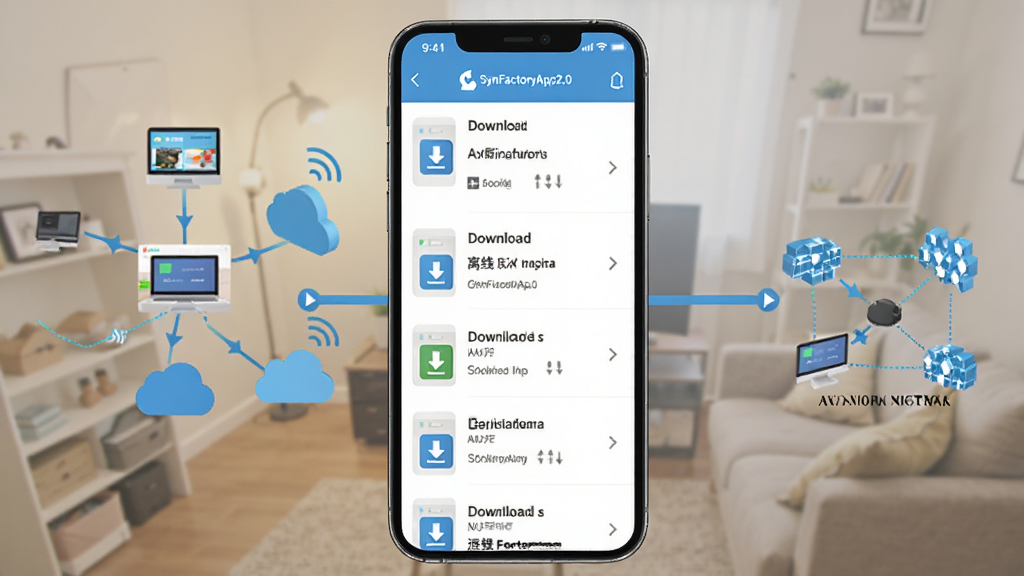 һ��չʾSynFactoryApp2.0����������Զ�̷��ʹ��ܵ�ͼƬ���������ֻ���ʾԶ�����������б��������Ǽ�ͥ������ⲿ�������ӵ�ʾ��ͼ������Ϊ�ֻ����У����������������������������Ƽ���ϸ�ڰ������ؼ�ͷ���ƶ�ͼ�ꡢ�źŸ񣬻��ʸɾ����޶���Ԫ�ء�