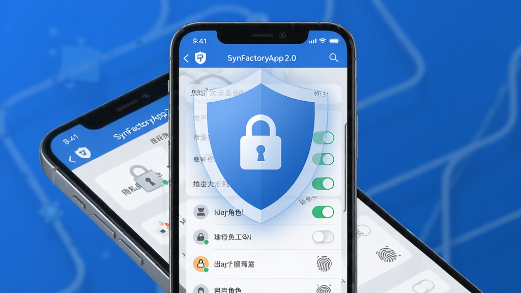 һ��չʾSynFactoryApp2.0��˽��ȫ��Ȩ�޿��ƹ��ܵ�ͼƬ��������һ������ͼ��������ֻ���Ļ�ϣ��ֻ���Ļ��ʾSynFactoryApp2.0��Ȩ�����ý��棬�п��ذ�ť���û���ɫ�б�������Ϊ���ƾ��У��ֻ���͸�����ӣ����ȫ���ţ�ϸ�ڰ�������ͼ�ꡢָ��ʶ����ţ����ʸɾ����޶���Ԫ�ء�