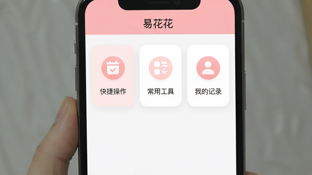 һ���ֻ�Ӧ�ý����ͼ������������д�š��׻��������·����������ܿ�Ƭ���ֱ��ע����ݲ����������ù��ߡ����ҵļ�¼����������ɫ��ǳ�ۺͰ�ɫΪ����ͼ��Բ���࣬�Ű����룬�����ɾ���û�й��������������ˬ�ִ�