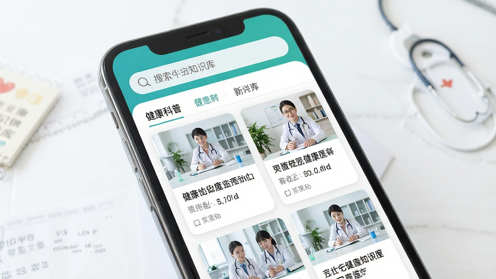 ��ҽ��App����֪ʶ�����չʾ������Ϊ�ֻ���Ļ��ʾ���������Ľ������������б������ְ����������������·�ͼ�Ļ��ŵ����ݿ�Ƭ���Ű��������򣬷��Ϊ��ˬ��ҽ�ƽ�����Ӧ����ƣ�ϸ�ھ��£����ʸɾ��������޶���Ԫ��