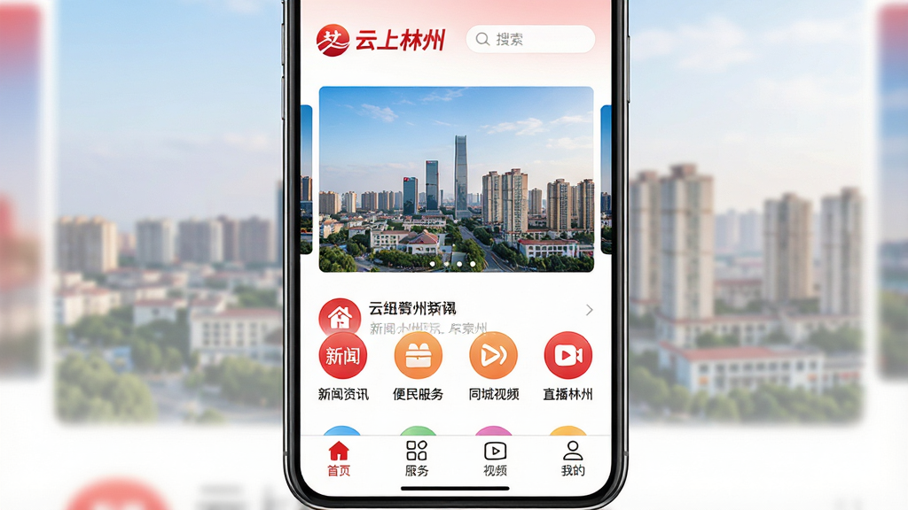 һ���ֻ���Ļչʾ���������ݡ�App��ҳ�Ľ����ͼ�������ǡ��������ݡ���ɫ����Logo���������м������ݳ��������ʵ����ͼ�ֲ����·�������������Ѷ���������ͬ����Ƶ��ֱ�����ݵ�Բ��ͼ����ڣ��ײ�������������ʾ��ҳ��������Ƶ���ҵ��ĸ�ѡ������������죬�Ժ�ɫ�Ͱ�ɫΪ��ɫ�������ʸɾ��޶���Ԫ��
