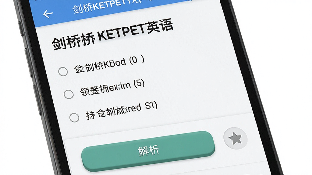 һ��չʾ������KETPETӢ�App��������ϰ�������ϸͼƬ���������ֻ���Ļ��д������Ϊ�Ϸ���ʾ��Ŀ��ѡ��·��н�����ť���ղ�ͼ�꣬�Ű��࣬���Ϊ��ˬ��ѧϰ���߽��棬ϸ����������������ť����΢����У����ʸɾ��޶���Ԫ��