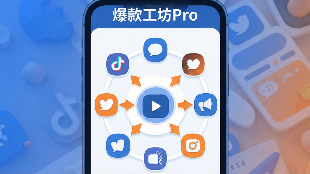 һ��չʾ�����Pro��ƽ̨�ַ������ͼƬ�������������ֻ���Ļ����Ļ����ʾ����罻ƽ̨ͼ�����г�Բ�Σ���������Ƶ�ļ�ͼ�꣬�м�ͷ������ָ�����ƽ̨ͼ�ꡣ���ֶԳƣ����Ϊ��ƽ���廭�磬��ɫ��Ϊ��ɫ���ɫ��ϸ��Բ�󣬻��ʸɾ����޶���Ԫ�أ���Ļ�Ϸ���ע�������Pro����
