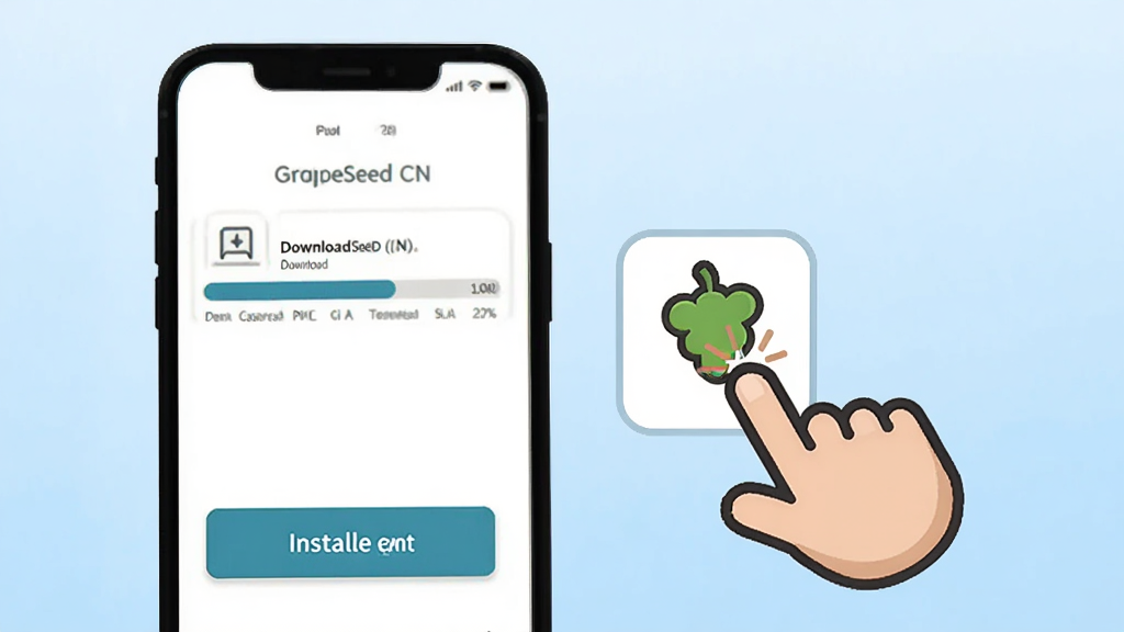 GrapeSEED CN��װ����ʾ��ͼ���ֻ���Ļ��ʾ���ؽ������Ͱ�װ��ť���Ա��п�ͨ��ָ���ͼ�꣬������ǳ��ɫ���䣬�����ֱ�ۣ������������޶���Ԫ��