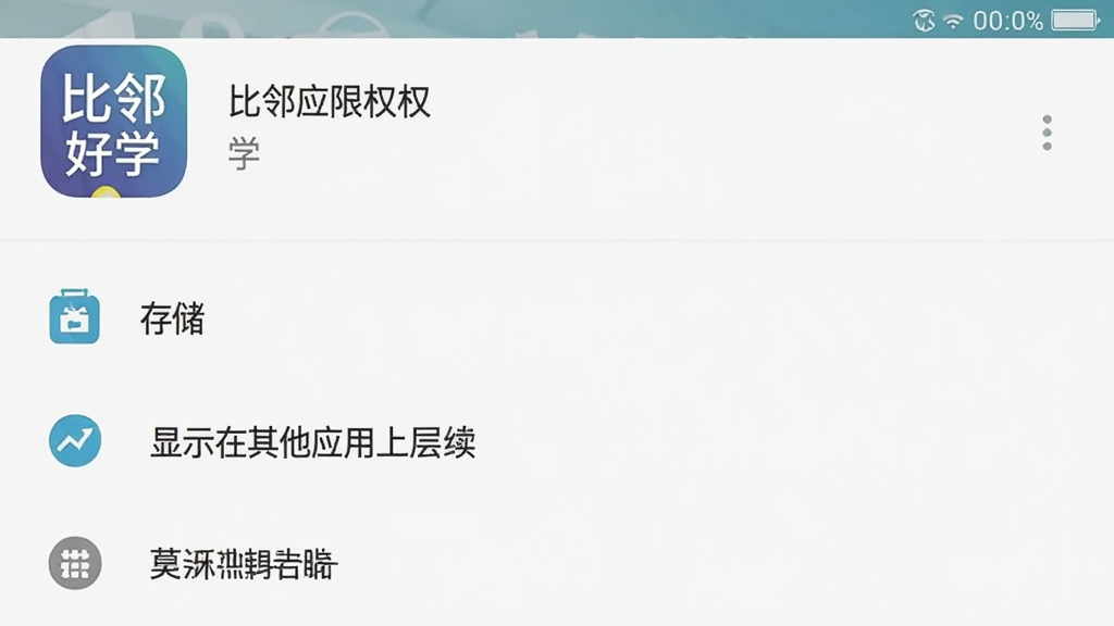 �ֻ�Ӧ��Ȩ�����ý��棬��ʾ�����ں�ѧ��Ӧ��ͼ�꣬Ȩ���б������洢����ʾ������Ӧ���ϲ��ѡ�������׿ԭ����������������ʸɾ��޶���Ԫ��