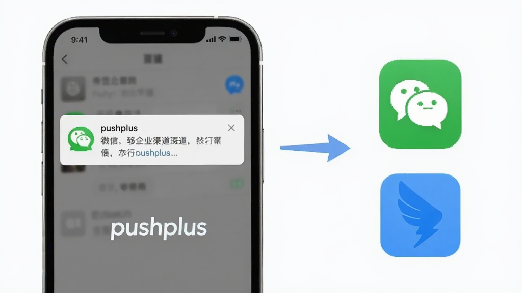 һ��չʾpushplus���������͸����ͼƬ��������һ���ֻ���Ļ��ʾ΢��֪ͨ�������Ա��д�����ҵ΢�źͶ�����ͼ�꣬�м��м�ͷָ���ֻ����ֻ���Ļ��������ʾ��pushplus�����������ֲ��ú������У������Ƽ��У�ϸ�����������ʸɾ����޶���Ԫ�ء�