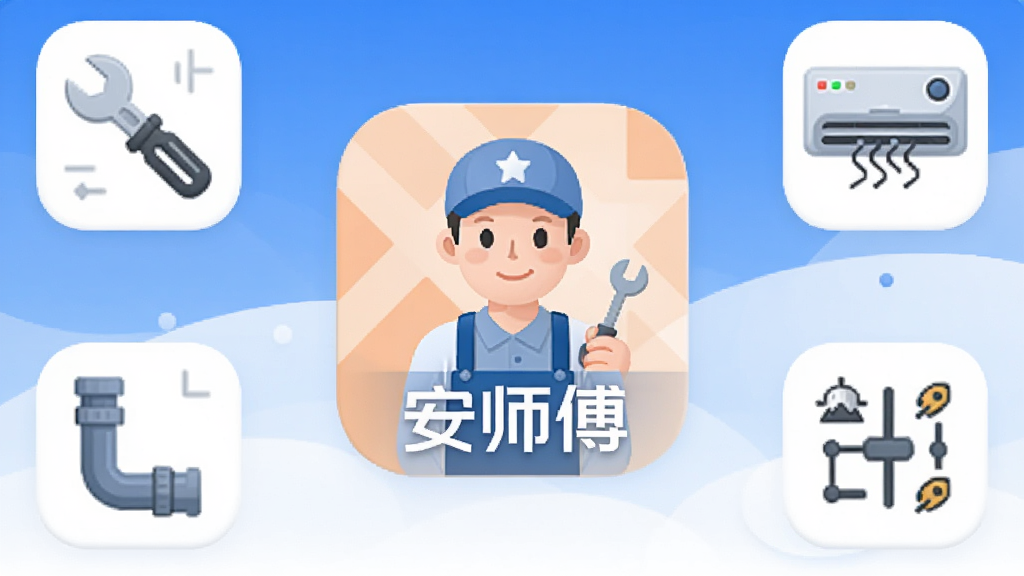��ʦ���ֻ�Ӧ��������չʾ�����������ǰ�ʦ��APPͼ������ơ���ʦ��������Χ���ư�װ����ͼ������֡���˿����ˮ�ܡ��յ�����·���ţ������Ǽ������׽��䣬����ִ���ƽ����ϸ��Բ�����������ʸɾ����޶���Ԫ��