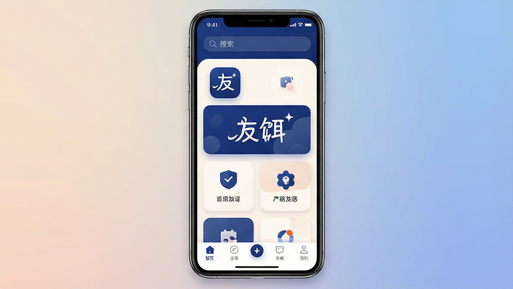 һ��չʾ���Ѷ���App��������ֻ�����ͼ�������������ֻ���Ļ����Ļ����ʾ���Ѷ���Ӧ�õ���ҳ�����ּ�࣬���������������м��ǹ��ܿ�Ƭʽ���У��ײ��е�����������ɫ����������ǳ��Ϊ��������ִ���ƽ��ϸ��Բ�󣬻��ʸɾ����޶���Ԫ�أ�����Ϊ��ɫ���䣬ͻ��Ӧ��ͼ��ͽ������֡��Ѷ�����