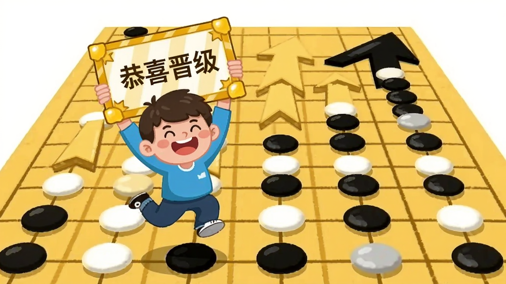 AI��ͼ��ʾ�ʣ�һ����ͨ���Ķ�λ������ף�����廭��������һ��С�к�����д�С���ϲ�������Ŀ�ͨ��״������Ծ��������һ���޴��Χ�����̵��棬�������кڰ��������г����ϵļ�ͷ��״��������С�к�λ�ڻ�������ƫ�����̵���������Զ�������Ϊ��ƽ����ͨ�廭��ϸ����С�к�Ц�ݲ��ã���״�н�ɫ�߿���������������͸�ӸУ����������ɾ����޶���Ԫ��