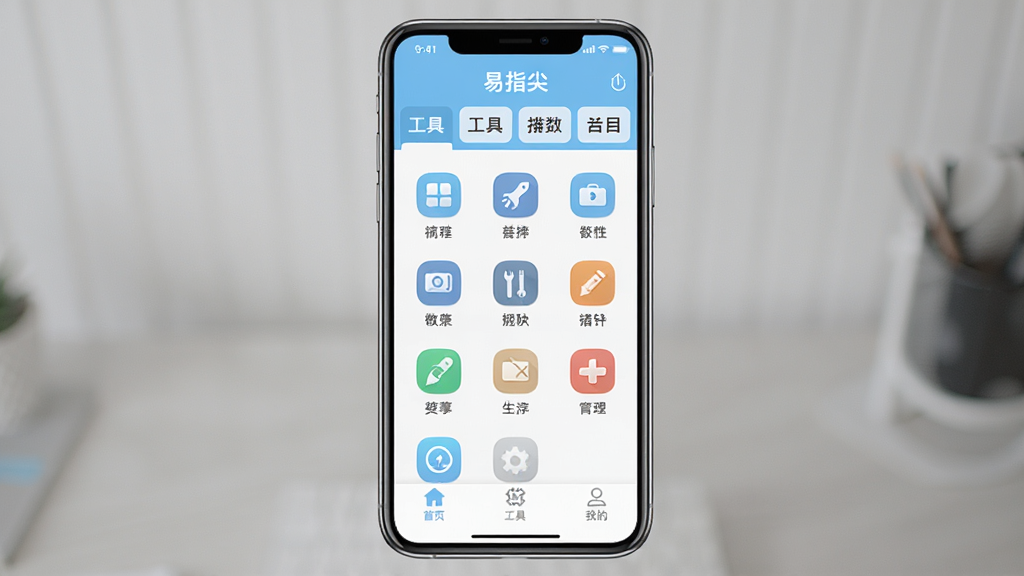һ���ֻ�Ӧ�ý���չʾͼ�����������ǡ���ָ�⡱App�������棬������ǳ���Ͱ�ɫΪ��ɫ����������ʾ���߷����ǩ���м����������еĹ���ͼ�����񣬵ײ�����ҳ�����ߡ��ҵ�����������ť������������ˬ�����ʸɾ��޶���Ԫ�أ��ʺ�Ӧ���̵��Ƽ�չʾ��