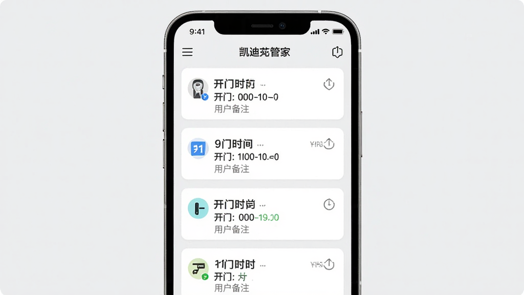 һ��չʾ�����˹ܼ�App��Ϣ֪ͨ���ܵ��ֻ�����ͼ��������һ���ֻ�������ʾ����Ļ���ǿ����˹ܼ�App����Ϣ�б�ҳ�棬ÿ����Ϣ��ʾ����ʱ�䡢���ŷ�ʽ���û���ע��֪ͨ�Կ�Ƭ��ʽ���У�������ǳ��ɫ�����ɾ����䣬���������ɶ�����������������Ԫ��