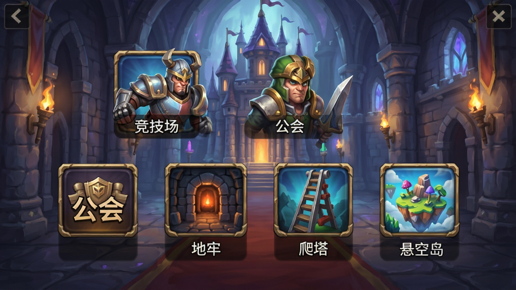������� ��Ϸ�淨ѡ����棬������չʾ����淨���ͼ�꣬�������������������ᡱ�����Ρ��������������յ�����ÿ��ͼ���·��м�Ҫ����˵����������ħ�óǱ��ڲ����������ͳһ�������������ɾ��޶���Ԫ��