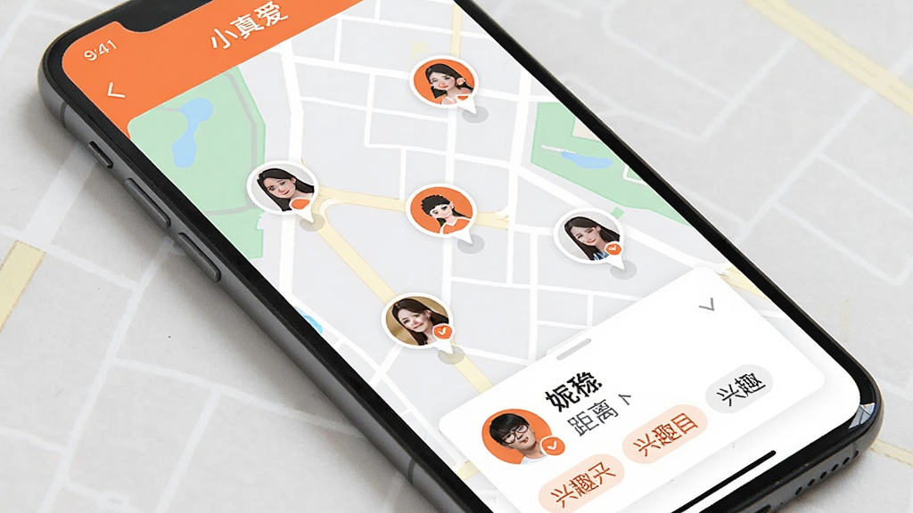 һ�š�С�氮��Appͬ��ƥ������ͼƬ���ֻ���Ļ��ʾ��ͼģʽ����ͼ���ж���û�ͷ���ǣ��ײ������û���Ƭ��ʾ�ǳơ��������Ȥ��ǩ�������Գ�ɫ�Ͱ�ɫΪ��ɫ��������ִ���ƽ�����ʸɾ��޶���Ԫ��