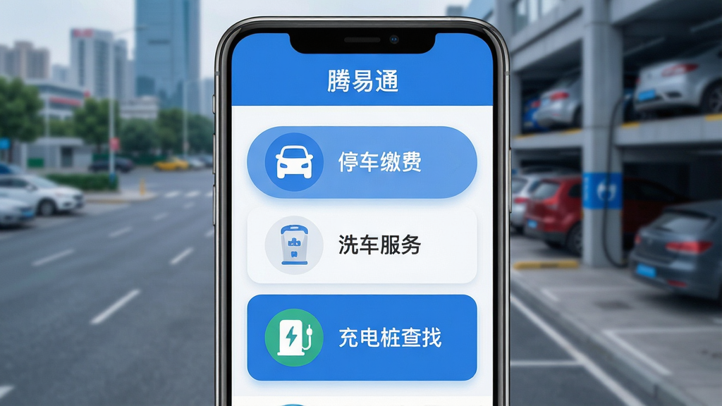 һ���ֻ�Ӧ�ý���չʾͼ�����������ǡ�����ͨ��App����ҳ�������ǳ��е�·��ͣ�������黯������ǰ���ֻ���Ļ��ʾ������ͣ���ɷѡ�ϴ������ͳ��׮����������ͼ�갴ť�����ּ�࣬�Ű�������½ṹ������ִ���ƽ����ϸ��Բ�����ֱ�ǩ���������ʸɾ��޶���Ԫ�أ�����ɫ��������Ϊ�������ֱ�ݵĳ������񹤾߷�Χ��