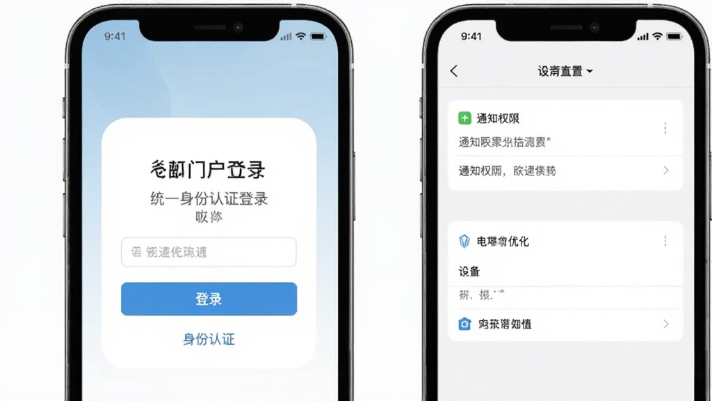 �ں��Ż�App�ĵ�¼���������ҳ�����չʾ������ֻ���Ļ��ʾͳһ������֤��¼���Ҳ��ֻ���Ļ��ʾ֪ͨȨ�޺͵���Ż�����ҳ�棬����࣬���ʸɾ�