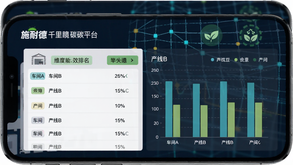 ʩ�͵�ǧ������̼ƽ̨��ά����Ч����ҳ�棬�ֻ���Ļ��ʾ�����ܺ������б���Ա���״ͼ�������С�����A��������B���ȱ�ǩ�������ǳ�������ݷ������������ͼ�꣬���רҵ������ϸ�ڷḻ�����ʸɾ��޶���Ԫ��