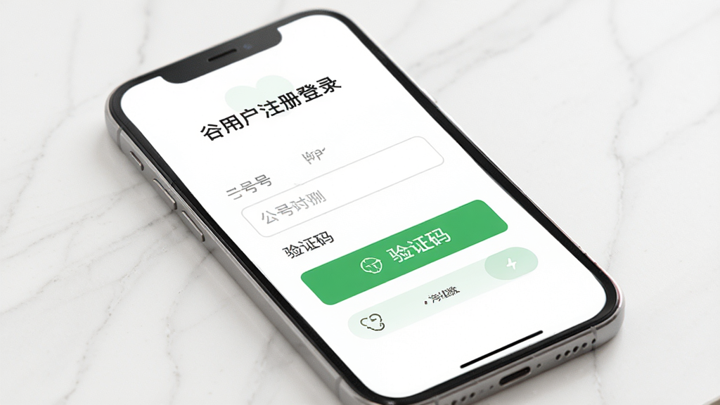 ��ҽ���̳�App���û�ע���¼ҳ�棬�ֻ���Ļչʾ�ֻ�����������֤�밴ť�����ּ�࣬��ɫ��Ϊ��ɫ����ɫ������ִ������ʸɾ����޶���Ԫ��