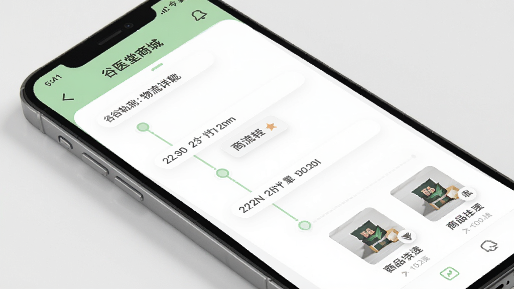 ��ҽ���̳�App������������ҳ�棬�ֻ���Ļչʾ�����켣ʱ�������Ʒ����ͼ��������������ɫ��Ϊ��ɫ��ǳ��ɫ������Լ�����ʸɾ����޶���Ԫ��
