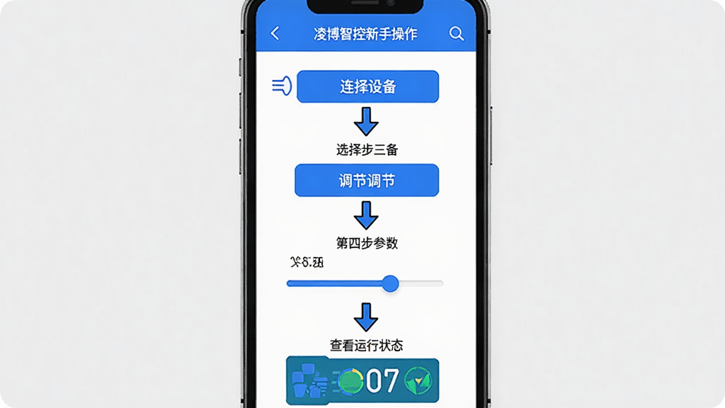 �販�ǿ����ֲ�������ͼ������չʾ�ֻ���Ļ���ϵ��µĲ������裬��һ��������Ӱ�ť���ڶ���ѡ���豸�����������ڲ������飬���Ĳ��鿴����״̬��ÿһ�����м�ͷ������������������������ɫ����ƽ����񣬻��ʸɾ�