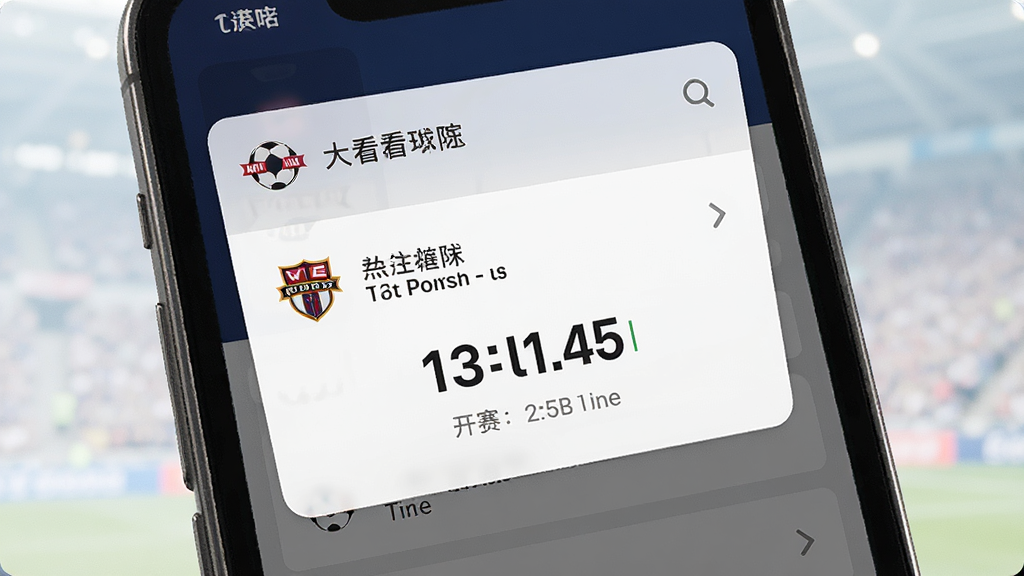 一张展示人人看球赛事提醒功能的图片,主体是手机屏幕显示设置关注球队后的弹窗通知,布局是通知栏下拉样式,排版简洁,风格是运动科技感,细节有球队队徽和开赛倒计时文字,画质清晰,干净,无多余元素