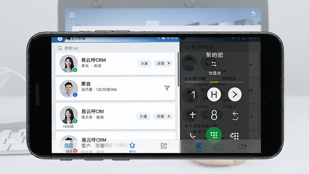 ���ƺ�CRM Ӧ���������ͼ��չʾ�ͻ��б��Ͳ����̹��ܣ���������Ϊһ����׿�ֻ����ֻ���Ļ��ʾ�����ƺ�CRM���������棬���ְ����������������м�ͻ���Ƭ�б����ײ������������������������ɫ��ϸ�����������ʸɾ����޶���Ԫ��