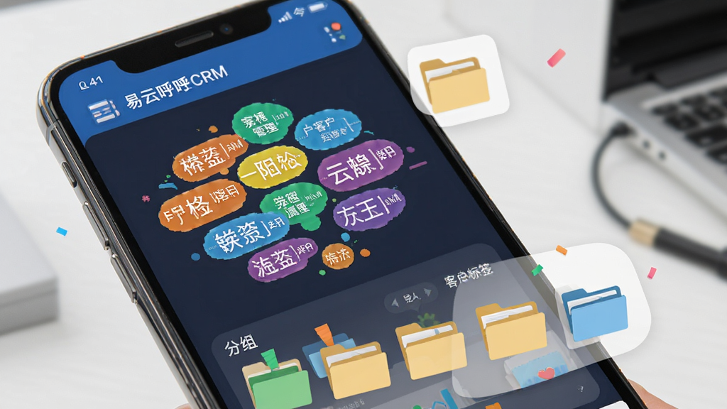 ���ƺ�CRM �ͻ���ǩ�������棬��������Ϊ�ֻ���Ļ��������ʾ�����ɫ��ǩ�ƺͷ����ļ���ͼ�꣬�Ű�������£�����������ϸ�����������ʸɾ����޶���Ԫ��
