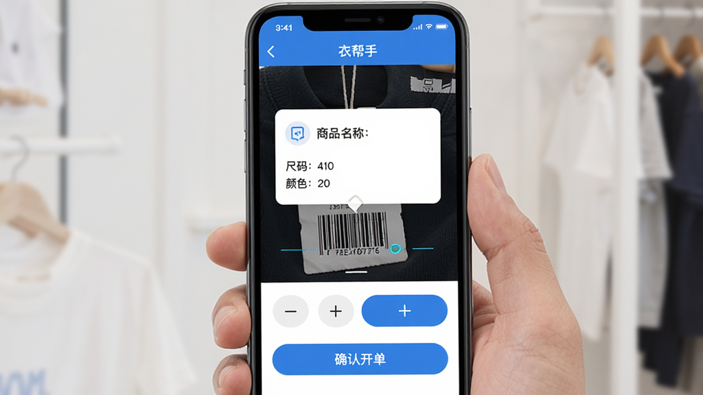 �°���Ӧ����ɨ�뿪�����棬�ֻ�����ͷ��׼��װ�������룬��Ļ�ϵ�����Ʒ���ơ����롢��ɫ��Ϣ��Ƭ���·��������Ӽ���ť��ȷ�Ͽ�����ť�����������ִ���������ɫ�����������ɾ��޶���װ��