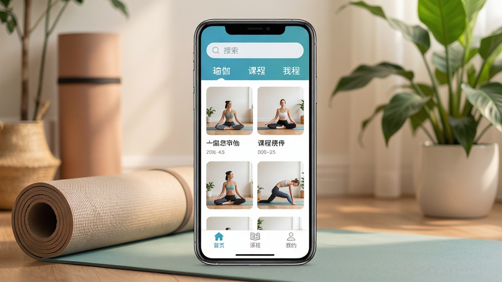 һˮ�٤App������ȫòչʾ�������������ֻ���Ļ����Ļ����ʾһˮ�٤App�Ŀγ��б�ҳ�棬�������������ͷ����ǩ���м����٤��ʽ����ͼ��Ƭ���ײ�Ϊ��ҳ���γ̡��ҵ���������ѡ�����Ϊ��ܰ�ľӼ��٤�������Ա߷���һ���٤�����ɫֲ����������Ȼ��ϸ�����������ʸɾ����޶���Ԫ��