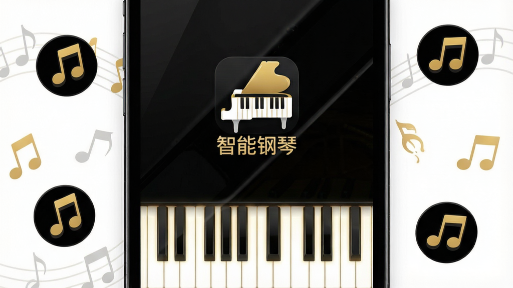 һ���ֻ���Ļ��д����Ļ������ʾ�����ܸ��١�App��Logo�������棬���汳������ɫ���ٿ����ʸУ��ڰ��ټ�����Ļ�·�΢΢���⡣�ֻ���Χɢ���ż�������ͼ�꣬���������Ǳ�ƽ���廭���ɫ���Ժڡ��ס���Ϊ�������ʸɾ��������޶���Ԫ�ء�