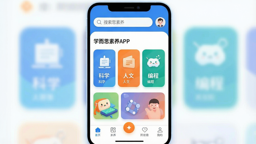 һ��չʾѧ��˼������������ֻ���ͼ���廭������������������ѧ��˼����APP����ҳ���֣����������������û�ͷ���в�Ϊ��ѧ�����ġ���̵�����ѧϰģ��Ĳ�ɫ��Ƭʽ��ڣ��ײ�Ϊ��������������ɫ������Ϊ�����Գ�ɫ��׺������������죬������������ϸ��Բ���ִ������ʸɾ��������޶�������Ԫ�أ��ʺ���ΪӦ�ý�����ͼ