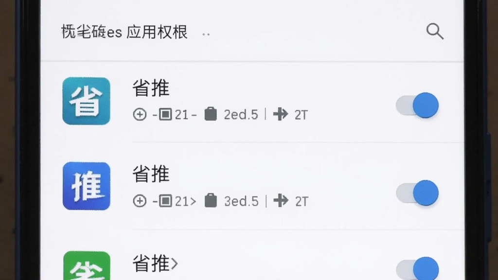 手机屏幕展示安卓系统的应用权限管理页面,列表中有一项名为