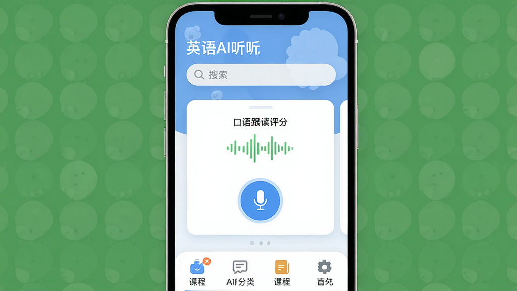 Ӣ��Ai��˵ ����������չʾ������Ϊ�ֻ���Ļ���棬���ֶ�����ʾ�������ơ�Ӣ��Ai��˵�������������м��ǿ���������ֿ�Ƭ����˷簴ť���ײ�Ϊ�γ̷��ർ�����Ű�����ˬ������ִ���ƽ����ϸ��Բ�󣬻��ʸɾ��޶���Ԫ��