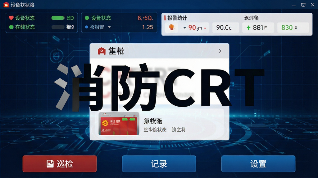 һ��չʾ����CRT�����������ͼƬ�����������ǡ�����CRT���ĸ����֣�����Ϊ����ɫ�Ƽ������񣬽��沼��������������ʾ�豸����״̬�ͱ���ͳ�ƣ��м���������������״̬��Ƭ���ײ�ΪѲ�졢��¼�������������ܰ�ť�������רҵ�����ʸɾ����޶���Ԫ��