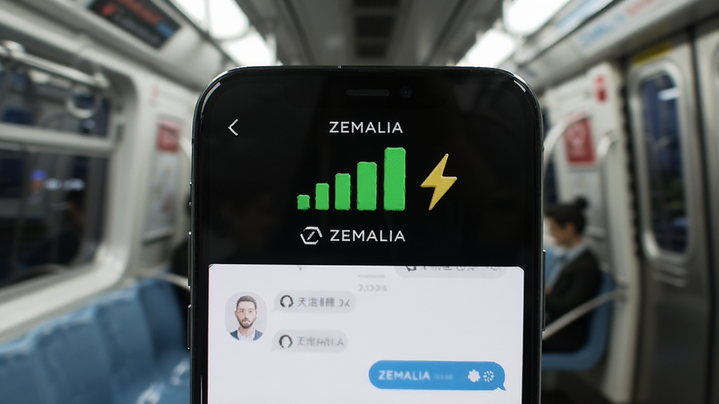 һ��չʾZEMALIA�������ӹ��ܵ�ͼƬ������������һ���ֻ����ֻ���Ļ��ʾZEMALIA��������棬���涥������ɫ�ź�����ͼ�꣬�Ա���������ţ���ʾ�����ٶȿ죬�����ǳ��е��������ģ�����������дʵ��ϸ�����������ʸɾ���ͼƬ�д����֡�ZEMALIA��