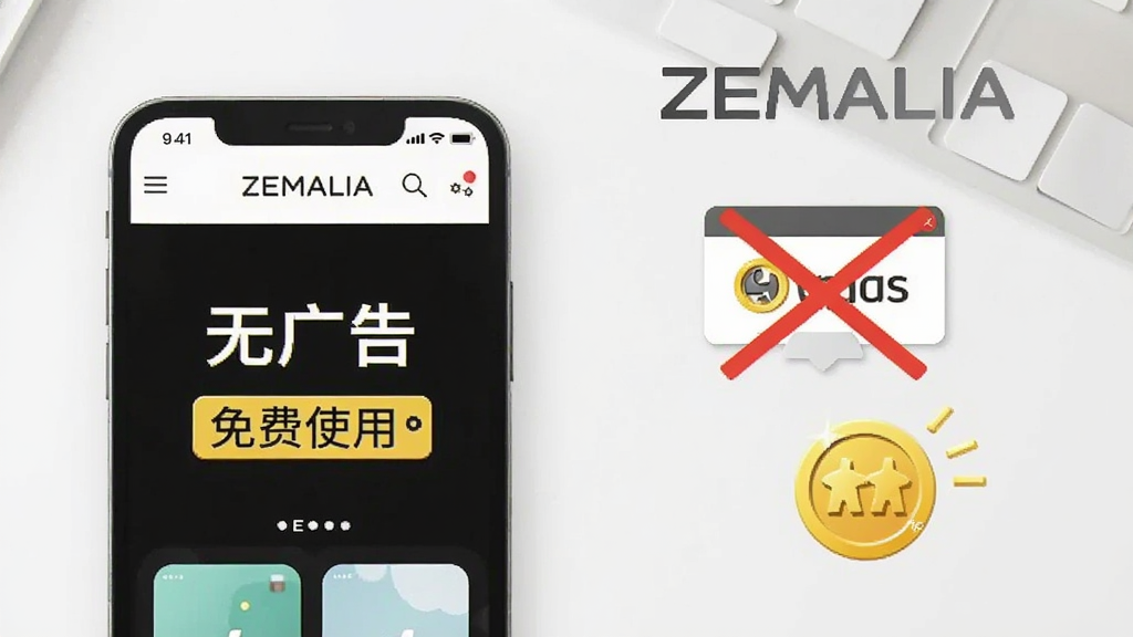 һ��չʾZEMALIA�޹���޻�Ա�ص��ͼƬ��������һ���ֻ�����Ļ��ʾZEMALIA�����棬�������С��޹�桱�����ʹ�á������ֱ�ǩ�������Ǹɾ��İ�ɫ���棬�Ա���һ���������Ĺ�浯��ͼ��ͻ�Ա���ͼ�꣬��������죬���ʸɾ����޶���Ԫ�أ�ͼƬ�д����֡�ZEMALIA��