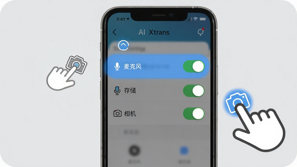 AI Xtrans ��������Ȩ������ͼ���ֻ���Ļ��ʾ���ý��棬������ע����˷硱���洢�������������Ȩ�޿��أ��Ա�����ָ�����ͼ�꣬����Ϊǳ��ɫ���������ֱ�ۣ����ʸɾ��޶���Ԫ��