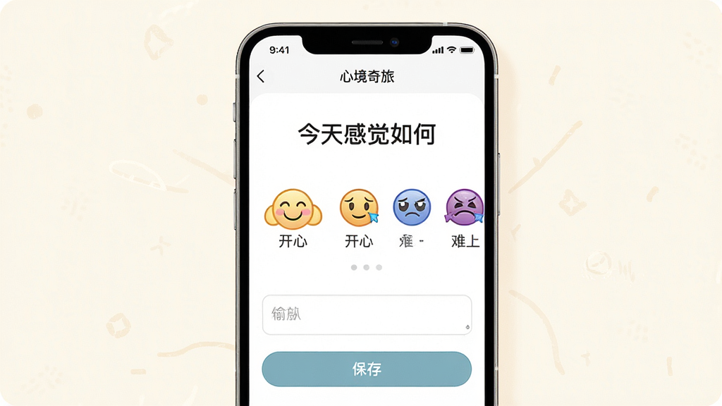 һ��չʾ���ľ����á������ټǹ��ܵ��ֻ������ͼ����ͼ������������һ���ֻ�����Ļ��ʾ���ľ����á�App������ѡ��ҳ�棬�����С�����о���Ρ��ı��⣬�м���һ�Ŵӿ��ĵ��ѹ��ı���ͼ�꣬�·���һ�������ͱ��水ť����������͵��װ�ɫ������Լ���£�ϸ�����������ʸɾ����޶���Ԫ�ء�