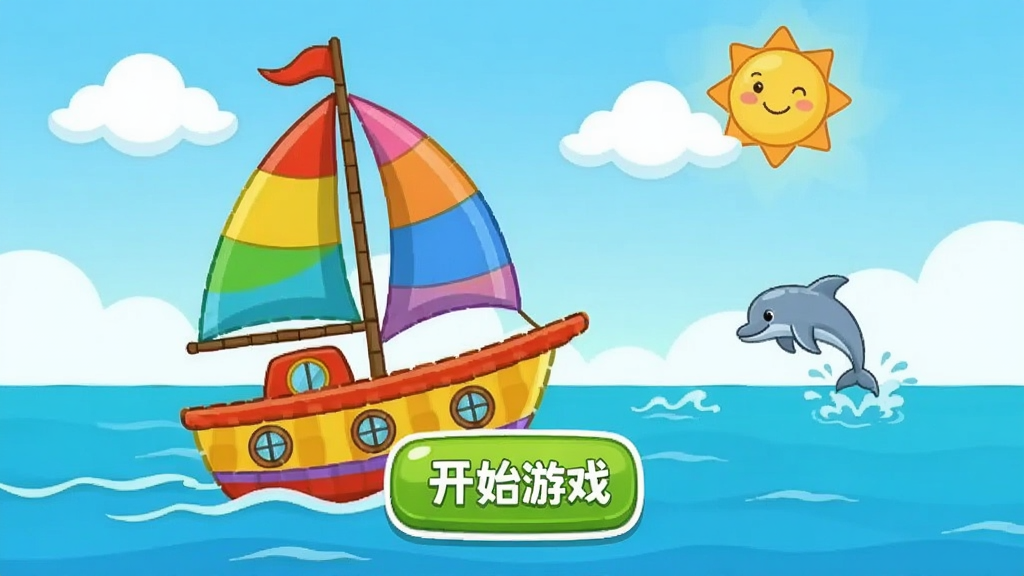 ����������ս Ӧ�������� ��ͨ��� һ�Ҳ�ɫС������ε�������Ϻ��� Զ���к���Ծ��ˮ�� ����а��ƺ�̫�� �����м���ʾ��ʼ��Ϸ��ť ����ɫ���������� �ʺ�ѧ��ǰ��ͯ �������� ���ʸɾ� �޶���Ԫ��
