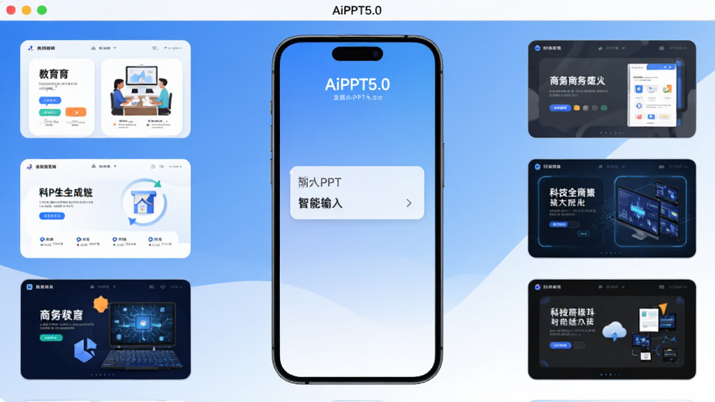 AiPPT5.0 ����������չʾ���ֻ���Ļ������ʾ����PPT�����������Χ�����Ž��������񡢿Ƽ��ȶ��ַ��ģ������ͼ������������׽�����ɫ�����ּ����������ƽ����Ʒ��ͼ��Բ���£����ʸɾ��������޶���Ԫ��