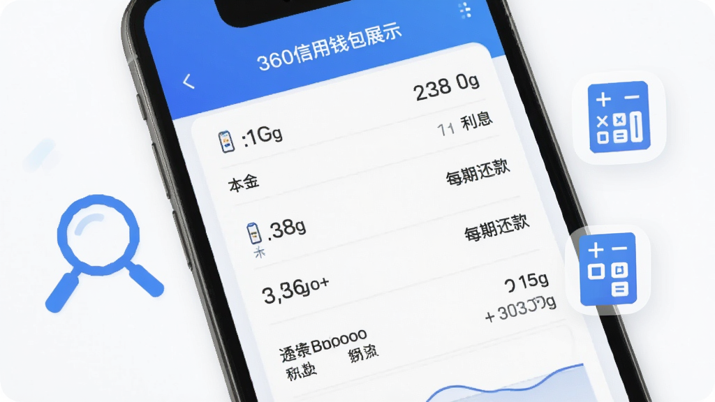 360����Ǯ��Ϣ��͸��չʾҳ�棬�ֻ���Ļ��ʾ�����ϸ�б�������������Ϣ��ÿ�ڻ���������֣��Ա��зŴ󾵺ͼ�����ͼ�꣬��ɫ���������ɫǿ��ɫ����Ϣͼ����񣬻��������ɾ�