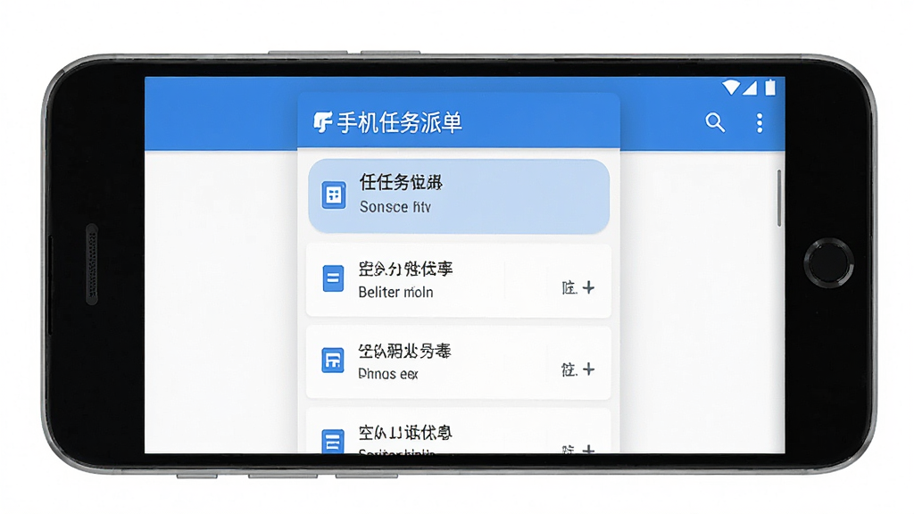 这么派 手机任务派单工具 主界面 展示 任务列表 简洁 清晰 蓝白配色 扁平化设计 安卓手机 画质干净 无多余元素