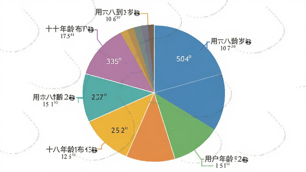 这么派 用户年龄分布 饼状图 十八到六十岁 各年龄段 占比 展示 清晰 数据 图表 扁平 风格 画质干净