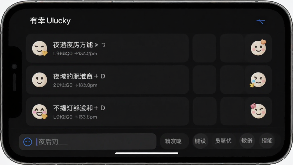 һ��չʾ������Ulucky��Ӧ��ҹ��ģʽ�����ͼƬ����ɫ��������ʾ�Ű�ɫ�����ּ�¼����͵ı���ͼ�꣬�ײ��������ͱ�ǩѡ����������ɫ��ƫ������������������࣬���ʸɾ����޶���Ԫ��