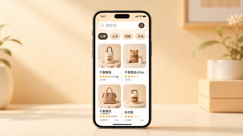 ǧϲ��ѡӦ��������ȫòչʾ�������������ֻ���Ļ��ʾ��ѡ��Ʒ�б���������������ͷ����ǩ����Ʒ��Ƭ�������룬��������͵�ůɫ��������ִ�����ƽ����ϸ��Բ�����������ʸɾ��������޶���Ԫ��