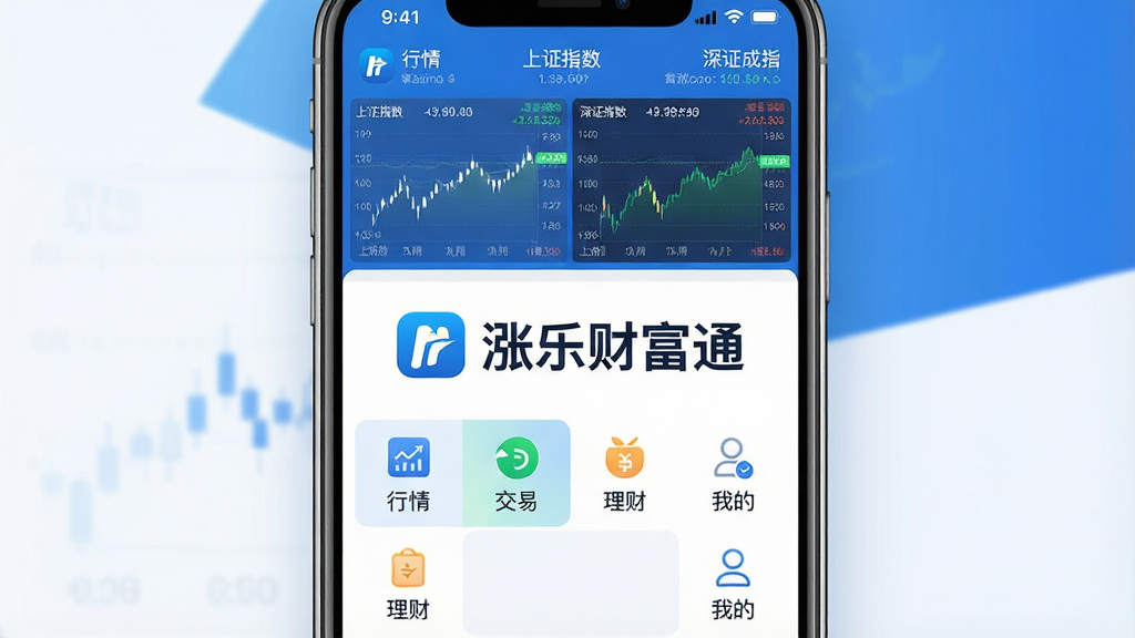 һ���ֻ���Ļչʾ���ֲƸ�ͨAPP������ĸ����ͼ�������Ǽ���������ɫ����Ļ������Ŀ��չʾ�š����ֲƸ�ͨ����Logo�����֡����沼���������Ϸ���ʾ����ָ֤������֤��ָ��ʵʱ��������ͼ���м��ǹ���ͼ����󣬰��������顱�������ס��������ơ������ҵġ��ȡ��������ִ���רҵ�Ҹɾ���ϸ�����������������޶���Ԫ�ء�